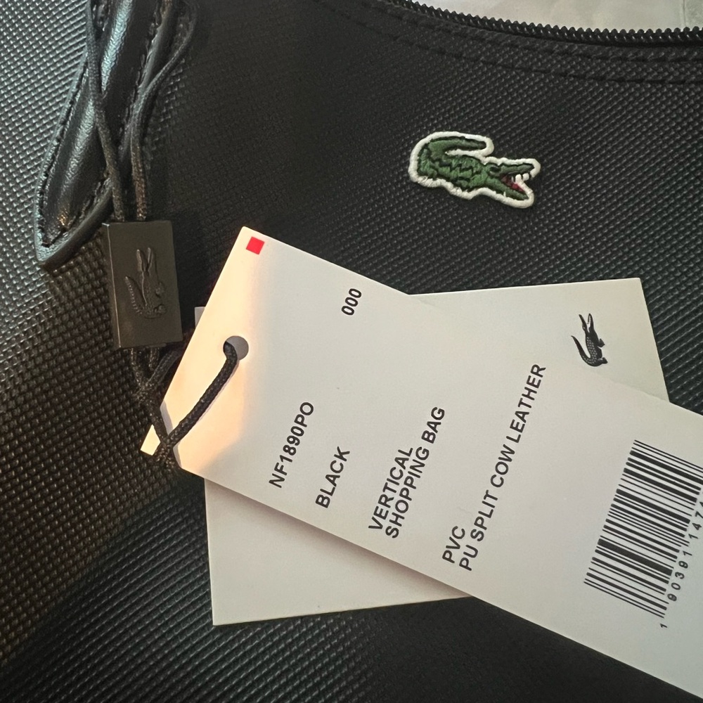 Lacoste Black Textured Tote Bag